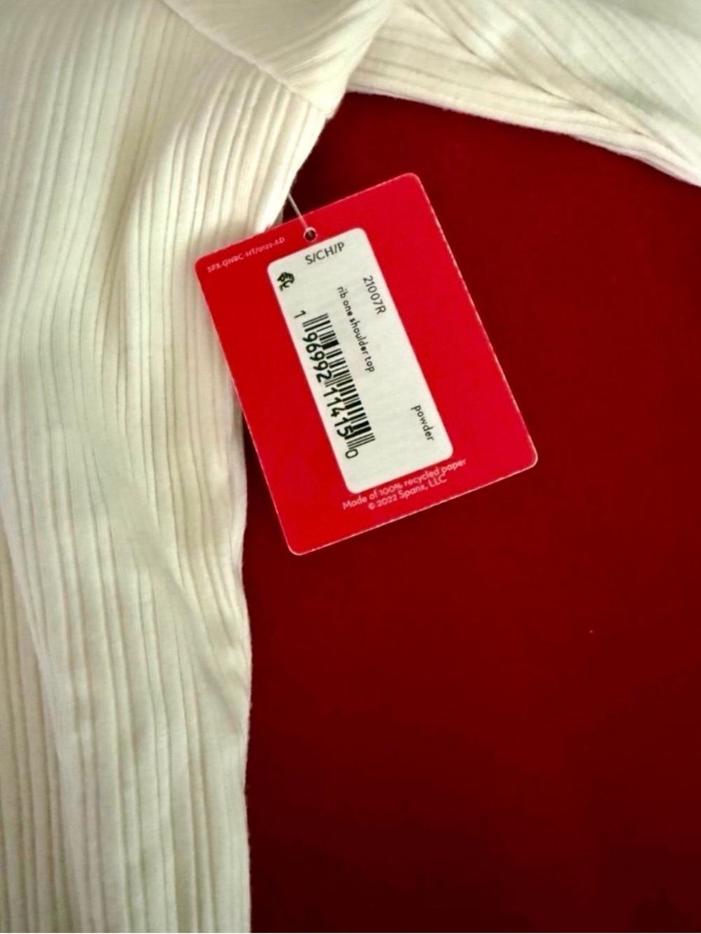 SPANX White One-Shoulder Ribbed Top - Picture 2 of 2